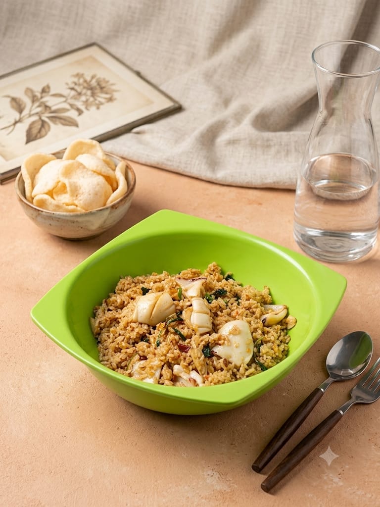 Nasi Goreng Cumi Bayam